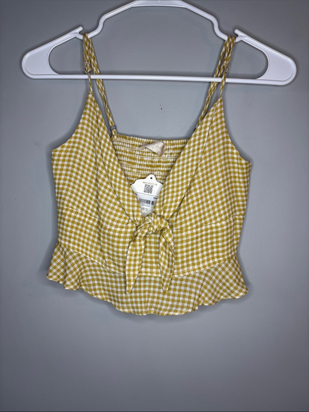 Altar'd State Yellow Gingham Tie-Front Cami